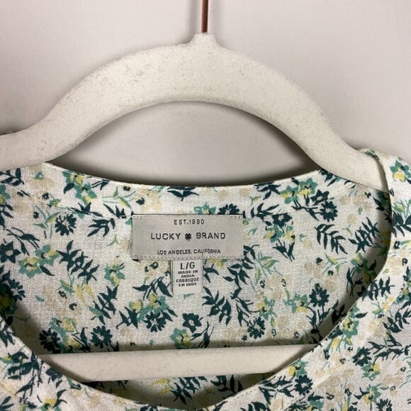 Lucky Brand Floral Long Sleeve Button Up Blouse Peasant Ruffle - Picture 2 of 8